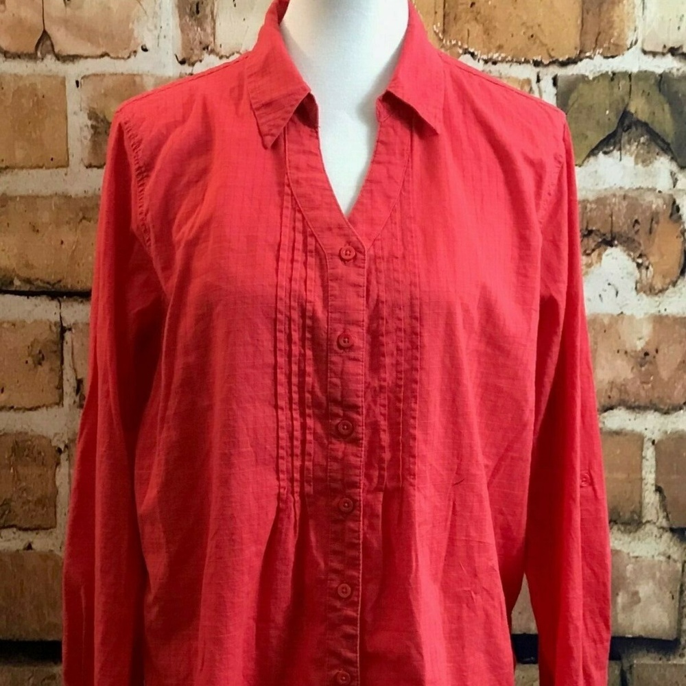 White Stag Women's Red Long Sleeve Button Up Shirt